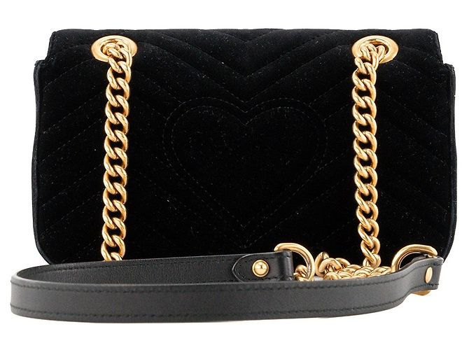 GUCCI - Borsa a tracolla GG Marmont Small Gucci in velluto nero - vista 3