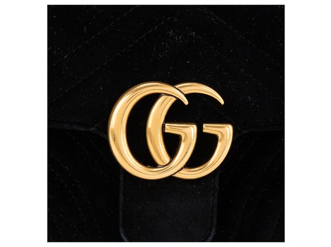 GUCCI - Borsa a tracolla GG Marmont Small Gucci in velluto nero - vista 5