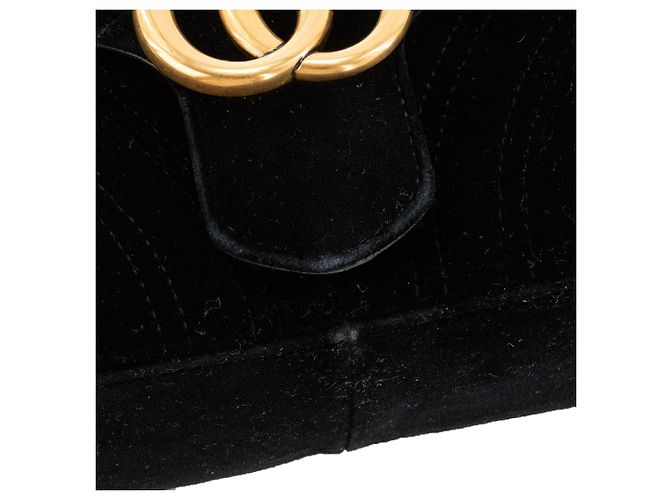 GUCCI - Borsa a tracolla GG Marmont Small Gucci in velluto nero - vista 6