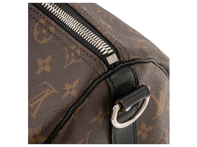 LOUIS VUITTON - Borsa da viaggio Louis Vuitton Keepall 45 in tela monogram coated e pelle nera Marrone - vista 10