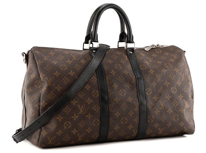 LOUIS VUITTON - Borsa da viaggio Louis Vuitton Keepall 45 in tela monogram coated e pelle nera Marrone - vista 2