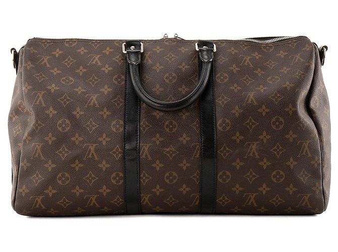 LOUIS VUITTON - Borsa da viaggio Louis Vuitton Keepall 45 in tela monogram coated e pelle nera Marrone - vista 3
