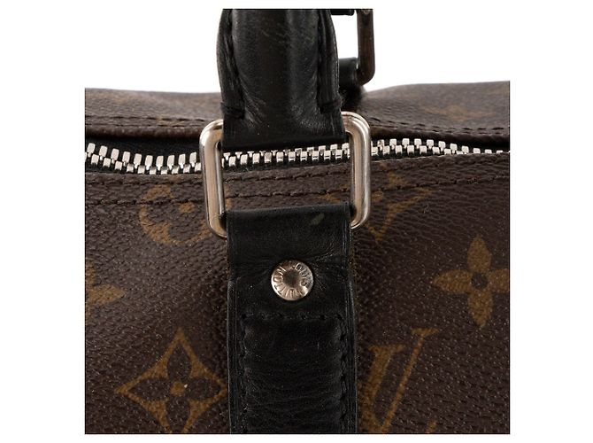 LOUIS VUITTON - Borsa da viaggio Louis Vuitton Keepall 45 in tela monogram coated e pelle nera Marrone - vista 8