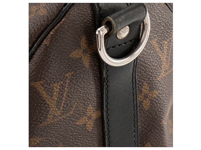 LOUIS VUITTON - Borsa da viaggio Louis Vuitton Keepall 45 in tela monogram coated e pelle nera Marrone - vista 9