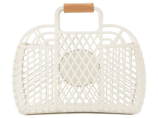 FENDI - Fendi Basket Shopper-Bag aus weißem PVC und braunem Leder - Ansicht 3