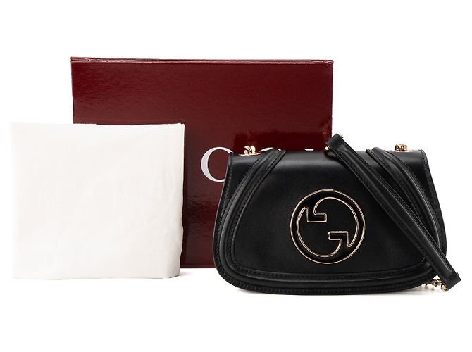GUCCI - Borsa a tracolla Blondie Gucci in pelle liscia nera Nero - vista 7