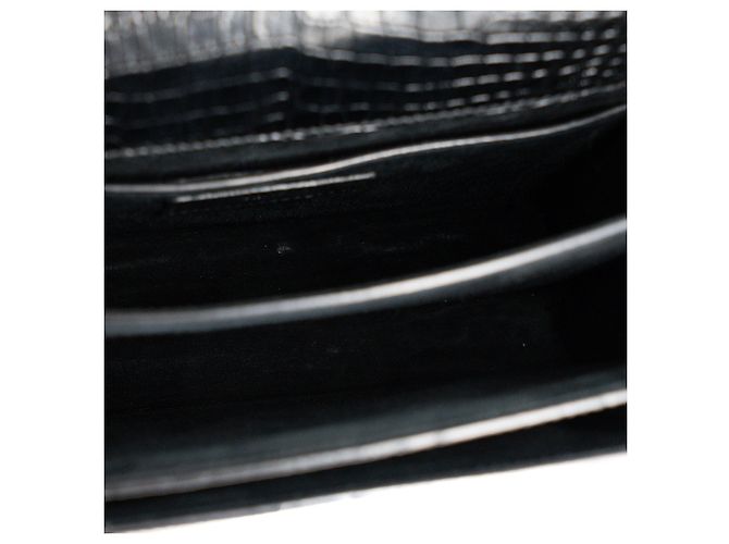 Autre Marque SAINT LAURENT - Borsa a tracolla Saint Laurent Sunset in pelle goffrata croc nero - vista 11