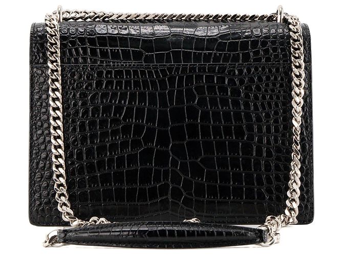 Autre Marque SAINT LAURENT - Borsa a tracolla Saint Laurent Sunset in pelle goffrata croc nero - vista 3