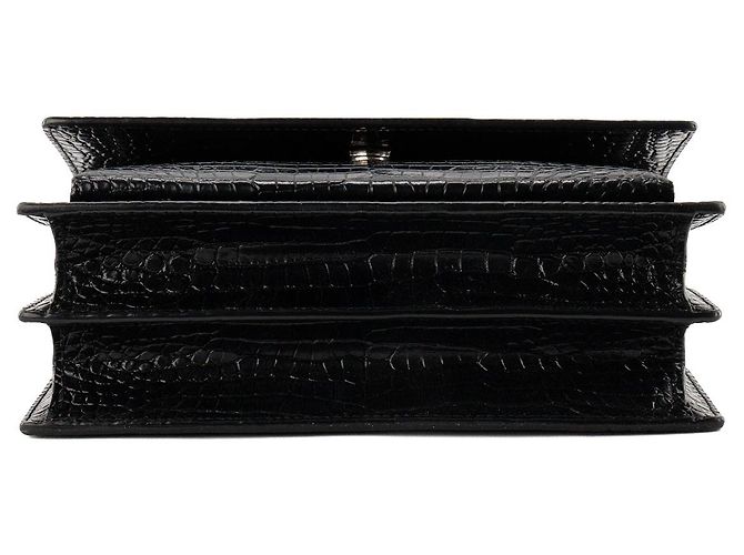Autre Marque SAINT LAURENT - Borsa a tracolla Saint Laurent Sunset in pelle goffrata croc nero - vista 4