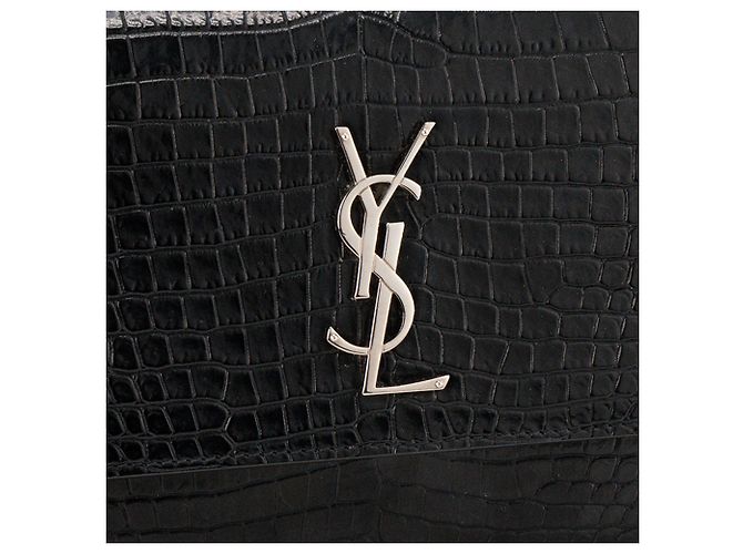 Autre Marque SAINT LAURENT - Borsa a tracolla Saint Laurent Sunset in pelle goffrata croc nero - vista 5