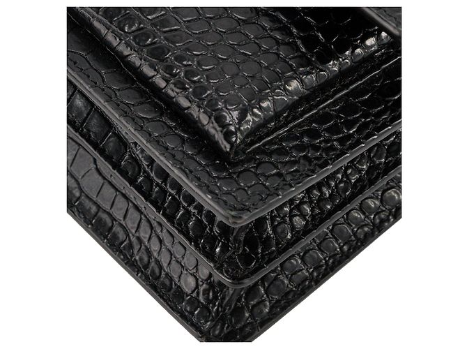 Autre Marque SAINT LAURENT - Borsa a tracolla Saint Laurent Sunset in pelle goffrata croc nero - vista 7
