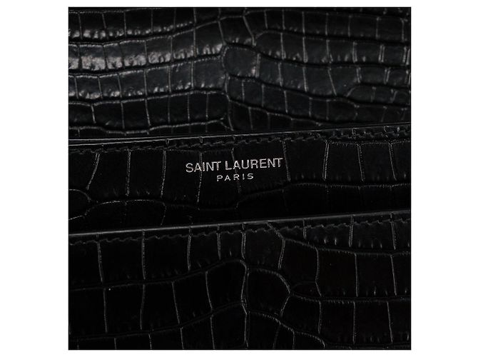 Autre Marque SAINT LAURENT - Borsa a tracolla Saint Laurent Sunset in pelle goffrata croc nero - vista 8