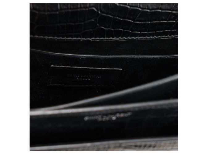 Autre Marque SAINT LAURENT - Borsa a tracolla Saint Laurent Sunset in pelle goffrata croc nero - vista 9