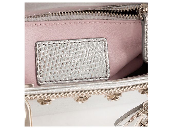 DIOR - Lady Dior Mini Schultertasche aus silbernem exotischem Echsenleder Limited Edition - Ansicht 9