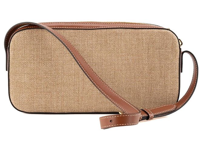 Céline CELINE - Borsa a tracolla Triomphe Camera in tela e pelle tan marrone - vista 3