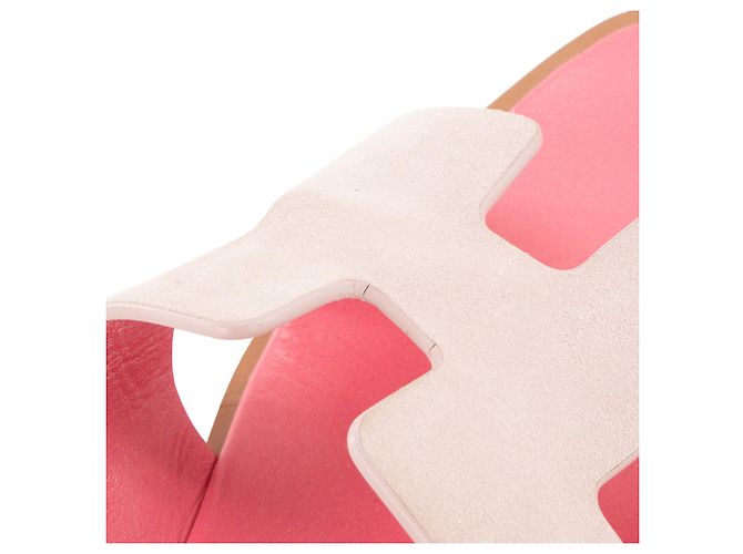 HERMÈS - Sandali Oran Hermès in camoscio e pelle rosa (T38) - vista 5