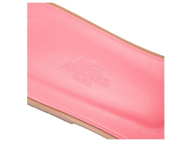 HERMÈS - Sandali Oran Hermès in camoscio e pelle rosa (T38) - vista 7