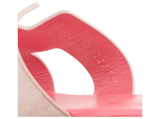 HERMÈS - Sandali Oran Hermès in camoscio e pelle rosa (T38) - vista 9