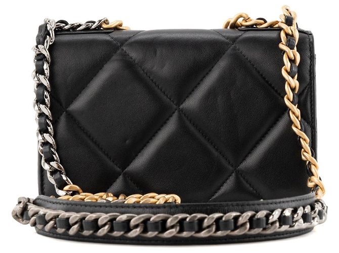 CHANEL - Borsa a tracolla Wallet On Chain 19 in pelle liscia nera Nero - vista 3