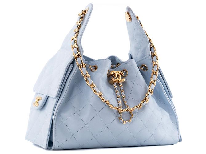 CHANEL - Borsa a tracolla Chanel 25 small in pelle light blue - vista 2