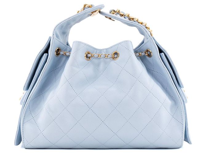 CHANEL - Borsa a tracolla Chanel 25 small in pelle light blue - vista 3