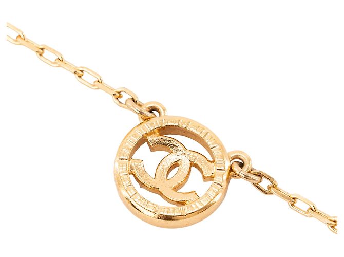 CHANEL - Collana CC Round Chanel in metallo dorato con strass D'oro - vista 3