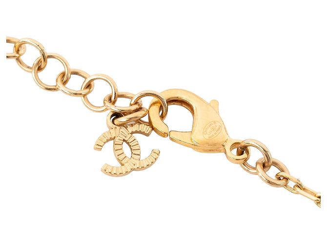 CHANEL - Collana CC Round Chanel in metallo dorato con strass D'oro - vista 4