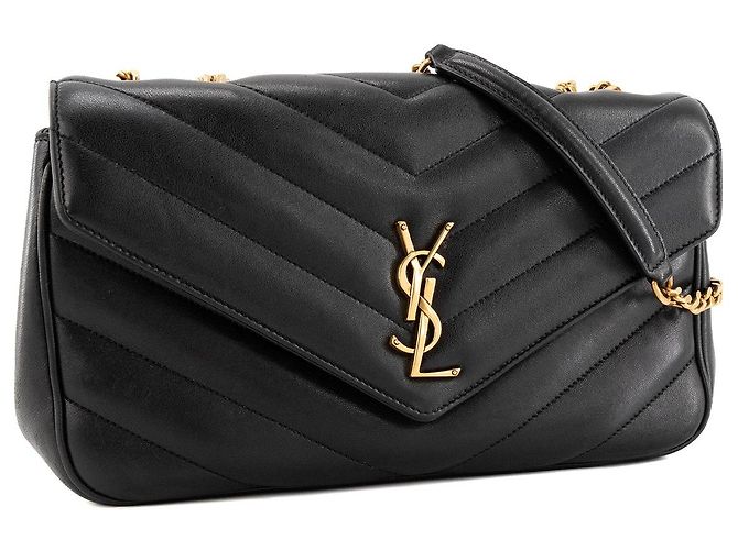 Autre Marque SAINT LAURENT - Borsa a tracolla Loulou medium Saint Laurent in pelle liscia nera Nero - vista 2