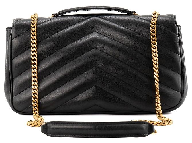 Autre Marque SAINT LAURENT - Borsa a tracolla Loulou medium Saint Laurent in pelle liscia nera Nero - vista 3