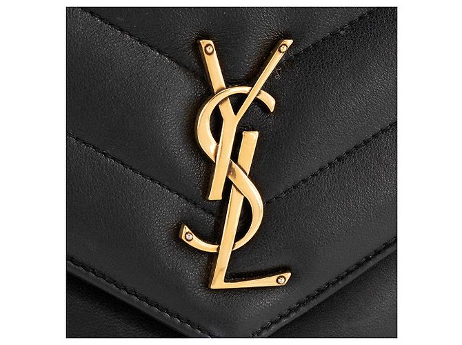 Autre Marque SAINT LAURENT - Borsa a tracolla Loulou medium Saint Laurent in pelle liscia nera Nero - vista 5