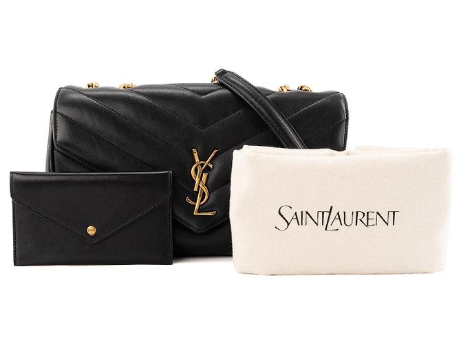 Autre Marque SAINT LAURENT - Borsa a tracolla Loulou medium Saint Laurent in pelle liscia nera Nero - vista 9