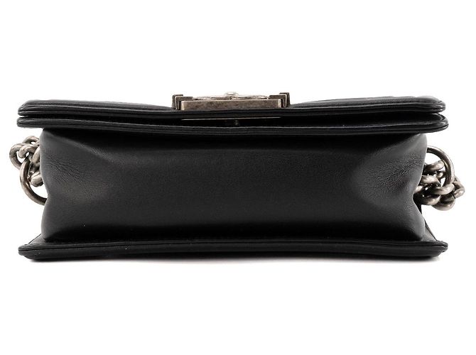 CHANEL - Borsa a tracolla mini Chanel Boy in pelle esotica galuchat e pelle liscia nera Nero - vista 4