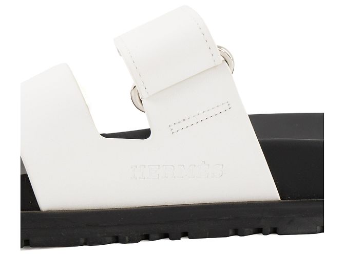 HERMÈS - Sandali Chypre Hermès in pelle liscia bianca (T36,5) Bianco - vista 5