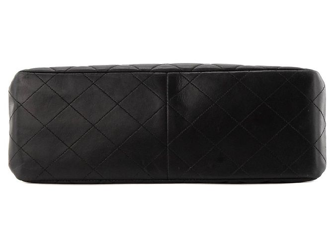 CHANEL - Vintage Double Side Classic/Timeless Schultertasche aus schwarzem Glattleder - Ansicht 4