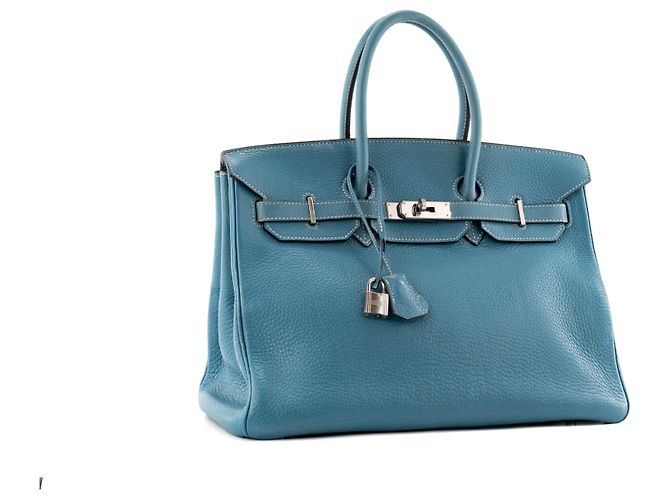 HERMÈS - Borsa a mano Hermès Birkin 35 in pelle clémence bleu jean Blu - vista 2