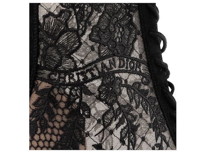 Autre Marque DIOR - Stivaletti con tacco Naughtily-D Dior in rete trasparente e camoscio nero (T36) - vista 5