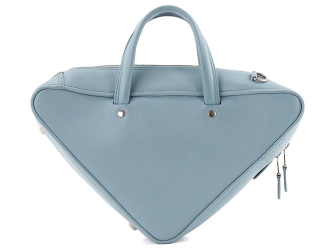BALENCIAGA - Borsa a tracolla Triangle Duffle Balenciaga in pelle grana blu - vista 3