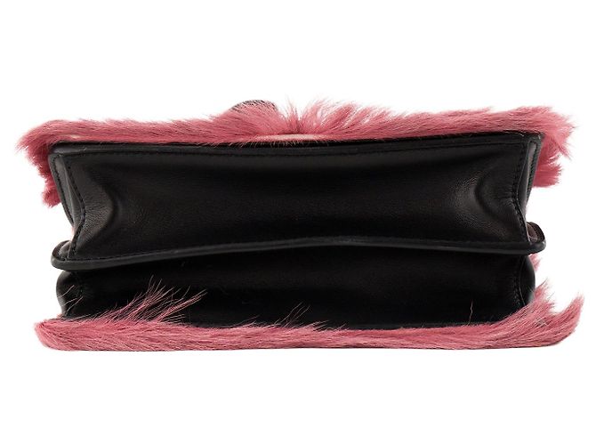 PRADA - Borsa a tracolla Prada Cahier in pelliccia rosa e pelle liscia nera - vista 4
