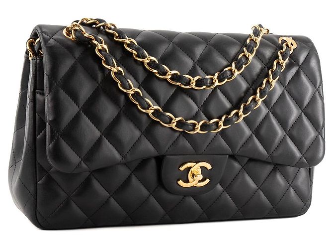 CHANEL - Borsa a tracolla Classic/Timeless Jumbo Chanel in pelle liscia nera Nero - vista 2
