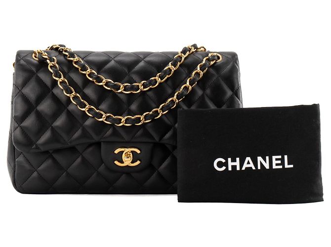 CHANEL - Borsa a tracolla Classic/Timeless Jumbo Chanel in pelle liscia nera Nero - vista 9