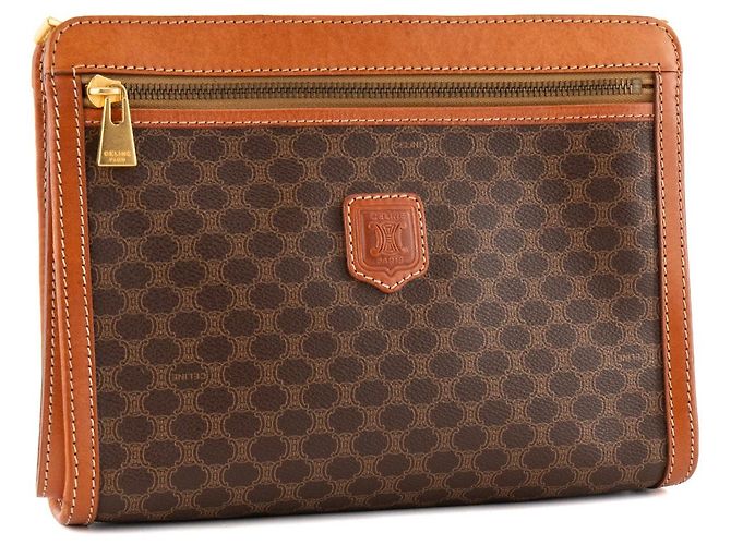 CÉLINE - Pochette Celine en toile enduite macadam marron vintage Brown - view 2