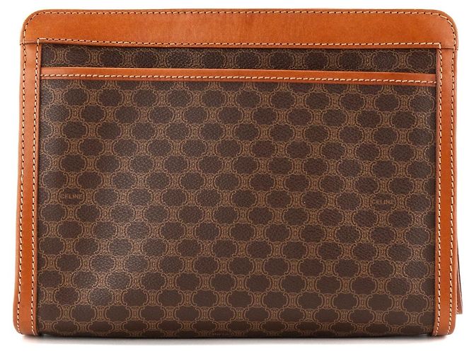 CÉLINE - Pochette Celine en toile enduite macadam marron vintage Brown - view 3