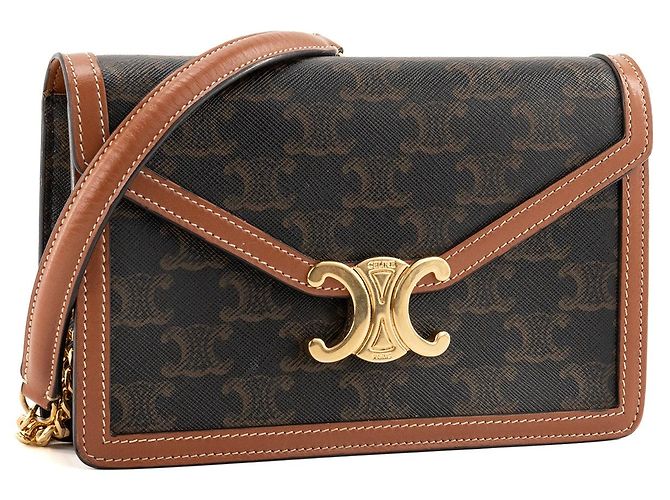 Céline CELINE - Borsa a tracolla Margo Celine in tela rivestita e pelle tan Marrone - vista 2