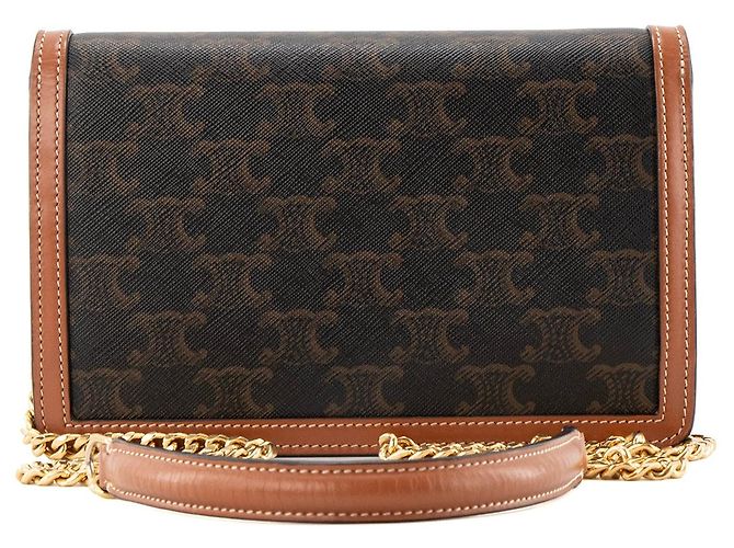 Céline CELINE - Borsa a tracolla Margo Celine in tela rivestita e pelle tan Marrone - vista 3