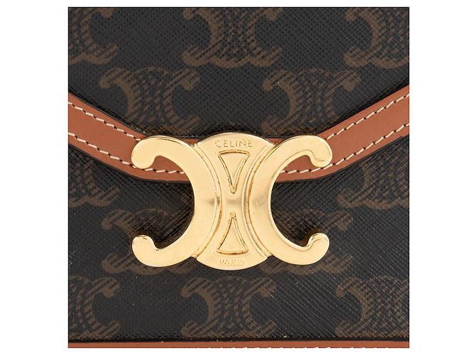 Céline CELINE - Borsa a tracolla Margo Celine in tela rivestita e pelle tan Marrone - vista 5