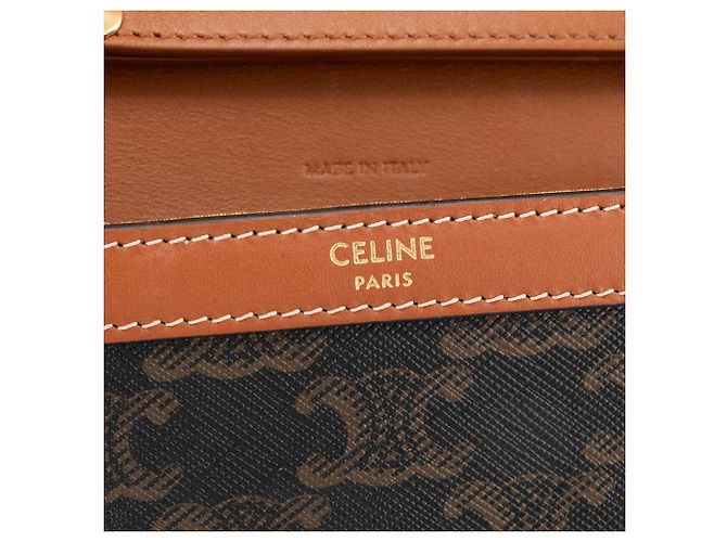 Céline CELINE - Borsa a tracolla Margo Celine in tela rivestita e pelle tan Marrone - vista 7