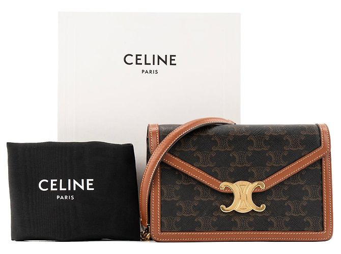 Céline CELINE - Borsa a tracolla Margo Celine in tela rivestita e pelle tan Marrone - vista 9
