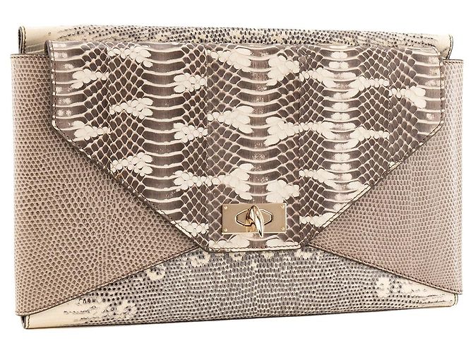 GIVENCHY - Cartera Givenchy en piel exótica de pitón marrón y beige Castaño - vista 2