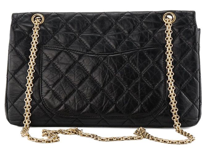 CHANEL - Borsa a tracolla 2.55 Jumbo Chanel in pelle stropicciata nera Nero - vista 3
