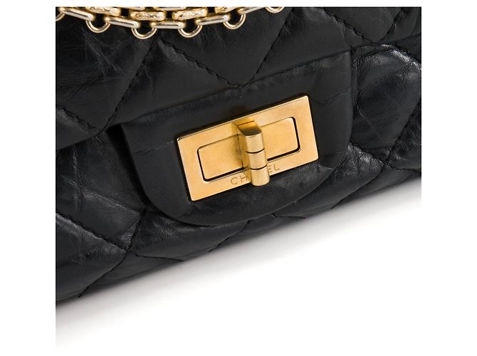 CHANEL - Borsa a tracolla 2.55 Jumbo Chanel in pelle stropicciata nera Nero - vista 5